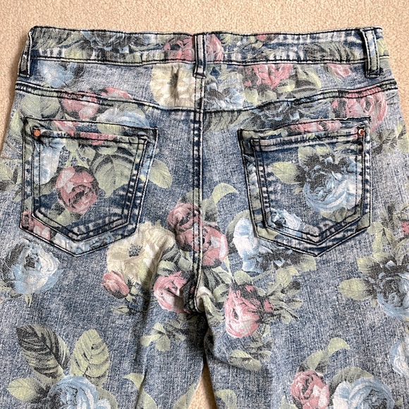 Y2K TINSEL Denim Couture garment wash floral jeans Size US 27/28 - Picture 4 of 12